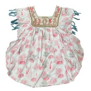 SKEMO Girls Sz 4 Magical Reef Embroidred Beaded Tassel Dress Tunic Top Flutter